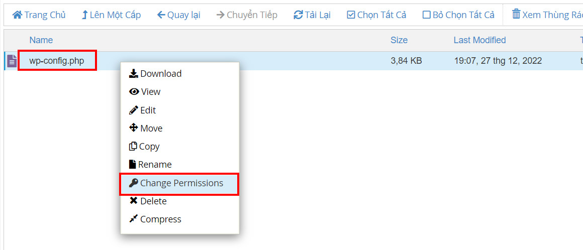 Chọn Change Permissions