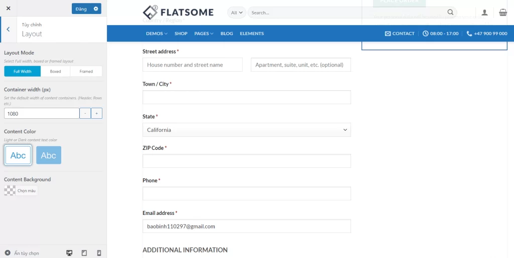 Chỉnh sửa Layout “Bố cục” trên Flatsome